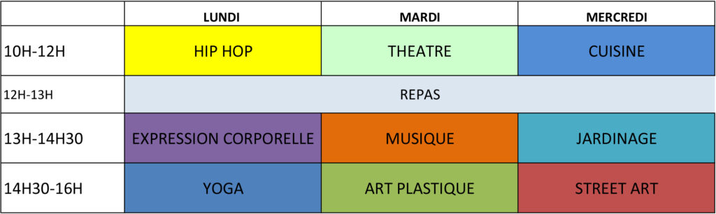 PLANNING 3 JOUR NOEL