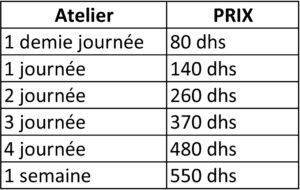 12-tarif atelier VACANCES FEV